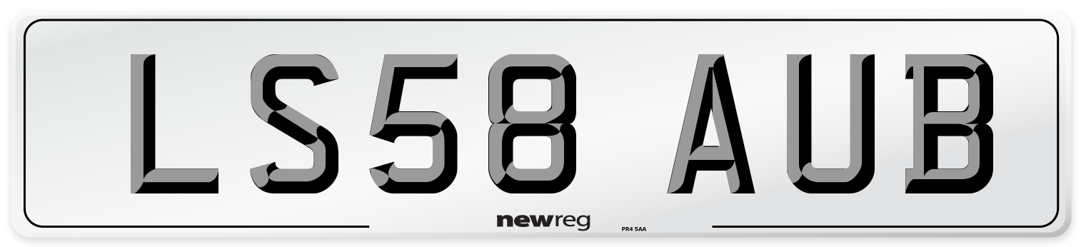 LS58 AUB Number Plate from New Reg